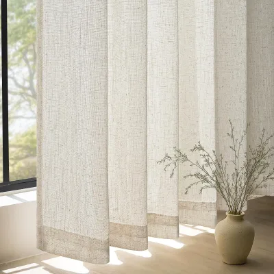 Leinenvorhang Boho naturbeige 300x260 cm halbtransparent