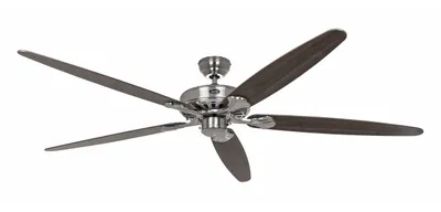 Imagen del producto de Ventilador de techo con cadena de extracción, modelo Classic Royal, acabado cromado cepillado, diámetro de 180 cm, color roble antiguo / nogal