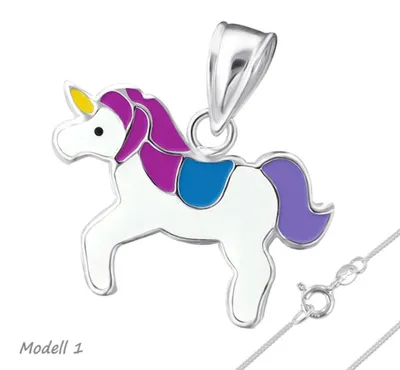 Produktbild von Einhorn Kette Mädchen: Anhänger Halskette Silber 925 Modell 1