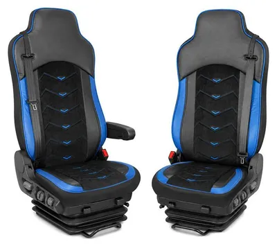Image de Revêtement pour siège IVECO Stralis Hi-Way (2005–2019) — Noir avec des accents bleus