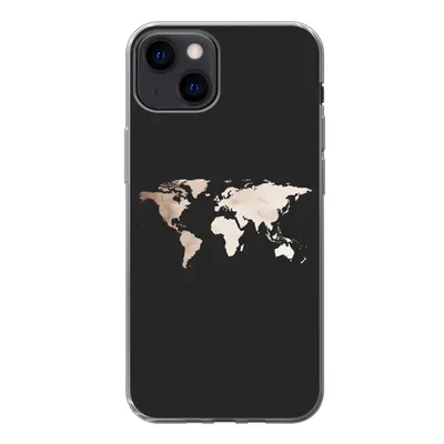 Produktbild von MuchoWow® Handyhülle Schutzhülle Hülle für iPhone 13 Weltkarte - Leder - Schwarz Silikon Softcase Handy Hülle - Karteninhaber