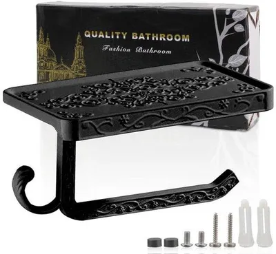 Produktbild von Aluminium Toiletrolhalter für Wand mit Scharnier, für Küche und Bad, schwarz