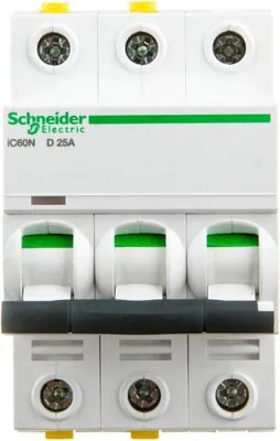 Image de Schneider Disjoncteur de protection de circuit iC60N, 3P, 25A, D caractéristique