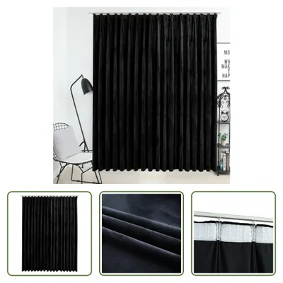 Immagine prodotto di The Living Store Tenda oscurante con ganci in velluto nero 290 x 245 cm