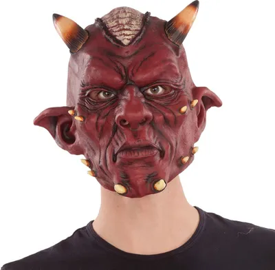 Image de Mom Vollteufel Masque en latex rouge rouge One Size