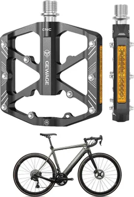 Productafbeelding van Famanu fiets pedalen met antislip oppervlak en reflectoren - Duurzame pedalen voor buitengebruik
