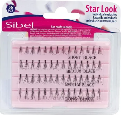 Imagen del producto de Sibel Star: Pestañas individuales negras en tres tamaños (S, M, L)