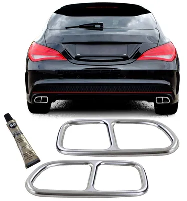 Image de Tuyau d'échappement en acier inoxydable, embouts chromés, pour Mercedes CLA C117 X117, modèles 2013-2016