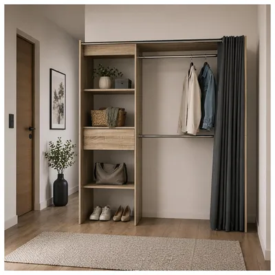 Produktbild von Offene Garderobe mit Vorhang Sonoma