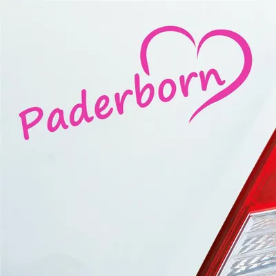 Produktbild von Auto Aufkleber Paderborn Herz Stadt City Liebe Love Heimat 16x8 cm Pink Sticker Heckscheibenaufkleber
