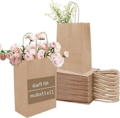 Produktbild von Famanu Geschenktüten 60 Stück - 15x8x21 cm - mit Henkel - für Weihnachten und Kindergeburtstage