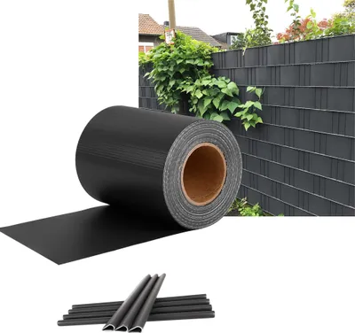 Obrázek produktu pro XINZI PVC ochranná fólie Ochranné pásky Včetně upevňovacích spon, zahradní ochrana před zraky Plot z dvojitých tyčí, 70 m x 19 cm, ratanově antracitový