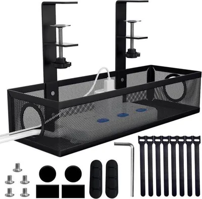 Produktbild von Kabelkanal für unter den Schreibtisch, bohrfreier Kabelorganizer aus Stahl für den Schreibtisch, Kabelkanal