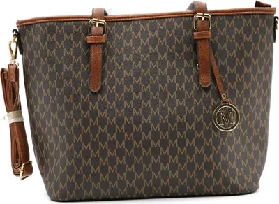 Produktbild von Damenhandtasche Shopper mit zusätzlichem Schultergurt verschiedene Farben 80204 - Braun, Sonderpostendiscount Farbe: Braun Hersteller: Sonderpostendiscount
