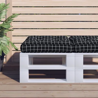 Zdjęcie produktu dla Poduszka The Living Store Pallet czarny wzór w kratkę 60x60x12 cm tkanina