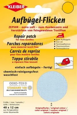 Image de KLEIBER Patchs à repasser Zéphir 400 x 120 mm bleu clair