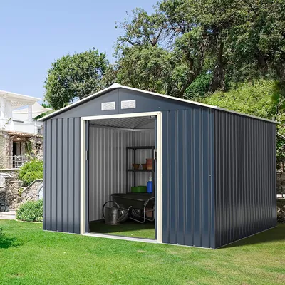 Produktbild von GOPLUS Gerätehaus, Erweitert-277 x 255 x 202 cm Gartenschuppen 6,6㎡ mit Schiebetür, Türgröße: 117x163cm