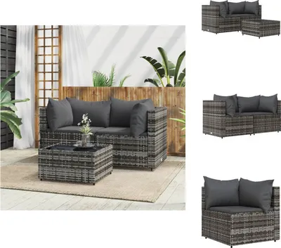 Immagine prodotto di vidaXL Set di 3 pezzi da giardino con cuscini in poly rattan grigio - Divani da giardino