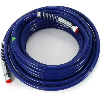 Zdjęcie produktu dla Elastyczny wąż do farb bezpowietrznych - wąż do natrysku farb - 15 metrów - elastyczny - wytrzymuje wysokie ciśnienie 3300 psi - niebieski