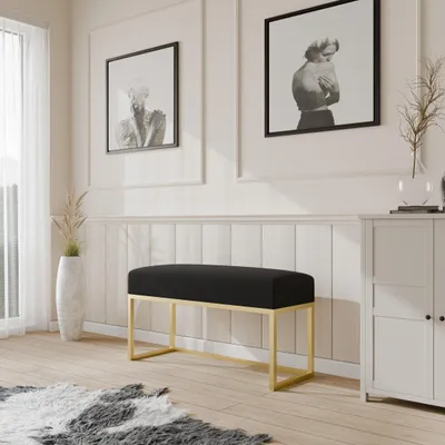 Produktbild von Moder Moderne gepolsterte Sitzbank mit stabilem Metallgestell – ideal für Flur, Schlafzimmer, Wohnzimmer oder Ankleidezimmer. 100 CM