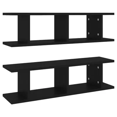 Obrázok produktu pre vidaXL Nástenné police 2 ks čierne 75x18x20 cm Drevený materiál