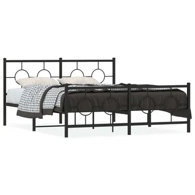 Productafbeelding van vidaXL Bedframe met hoofdeinde en voeteneinde, zwart, metaal, 150x200 cm