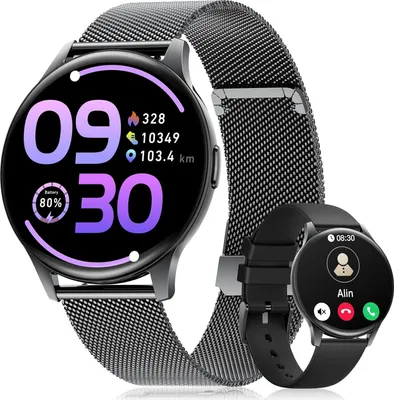 LIGE Smartwatch Damen 1,43" AMOLED Touchscreen mit Telefonfunktion, Fitness Tracker 100+ Sportmodi, Kalorien, IP68 Wasserdicht, iOS Android Sportuhr