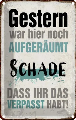 Produktbild von vianmo Blechschild 30x20 cm Gestern war hier noch aufgeräumt Dekoration Spruch Zitat