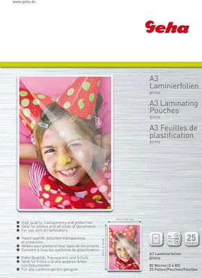 Immagine prodotto di 25x pellicola di laminazione DIN A3 spessore 2x 80 micron