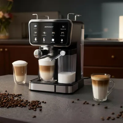 Produktbild von Berdsen BD-773 schwarze 20-Bar-Milchaufschäumer-Kaffeemaschine