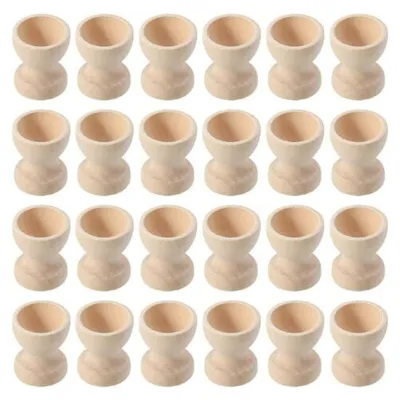 Produktbild von Eierbecher aus Holz, 24 Stück, Eierbecher, Ostereierbecher, glatte Oberfläche und Kanten, kein Verkratzen, geeignet zum Platzieren oder Präsentieren von Eiern.