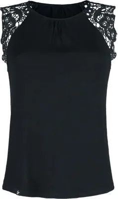Produktbild von Forplay Top Damen Sleeve Lace Top schwarz Basics 95% Viskose, 5% Elasthan XXL