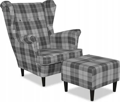 Produktbild von Family Meble Ohrensessel mit Hocker Winston Relaxsessel Skandinavisch Bequemer Sessel Loungesessel Fernsehsessel Wohnzimmer Schlafzimmer Grau