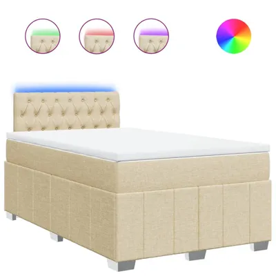 Image de Sommier à lattes de lit avec matelas crème 120x190 cm tissu