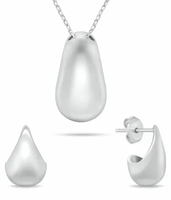 Zdjęcie produktu dla Minimalistyczny zestaw srebrnej biżuterii SET272W ( naszyjnik, kolczyki)