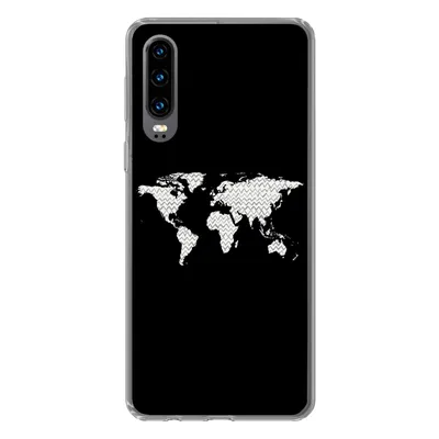 Produktbild von MuchoWow® Handyhülle Schutzhülle Hülle für Huawei P30 Weltkarte - Muster - Schwarz Silikon Softcase Handy Hülle - Kartenbesitzer