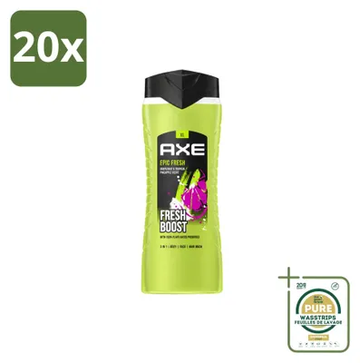 Image de 20 x Gel douche 3-en-1 Axe Epic Fresh, format économique - 400 ml - Pack de 20