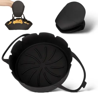 Productafbeelding van Siliconen vorm voor heteluchtfriteuse - Hittebestendige bakvorm - Herbruikbare frituurmand - Rond, diameter 20 cm