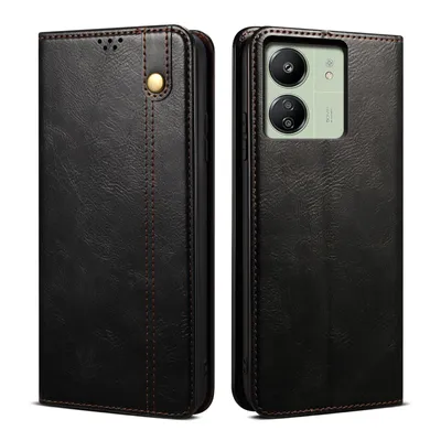 Produktbild von Hülle für Xiaomi Poco C65 /Redmi 13C 4G Leder Brieftasche Schutzhülle mit Standfunktion Schwarz