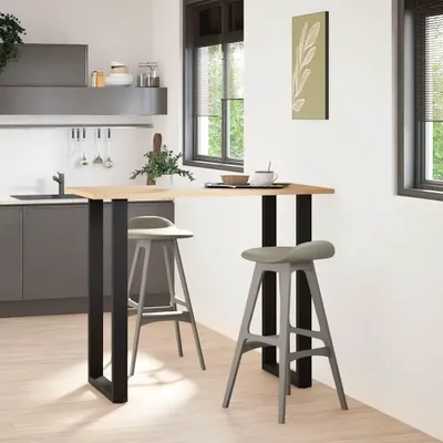 Image de vidaXL Pieds de table de bar en U 2 pcs. noir 60x(110-111) cm acier