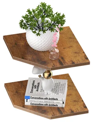 Obrázok produktu pre Nástenné police, sada 2 kusov, hnedá farba, rozmery 26,5 cm