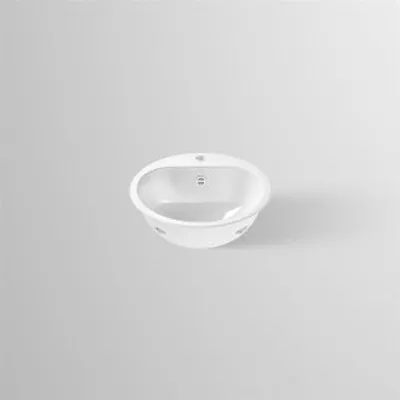 Produktbild von Alape EW 3.2 Einbaubecken, kreisförmig, Ø 475 mm, innen und außen glasiert, Weiß, mit Hahnloch und Überlauf / Waschtisch / Waschbecken