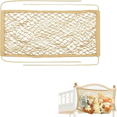 Produktbild von STILVORA Aufbewahrung, Plüschtier Aufbewahrungsnetz für Kinderzimmer, 70x30 cm in Beige, Hängendes Netz zur Spielzeugaufbewahrung