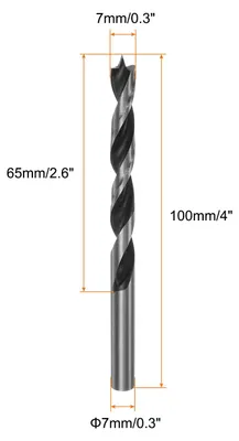 Brad Point Bohrer 7 mm, Zentrierspitze, für Holz, Kunststoff, Gummi