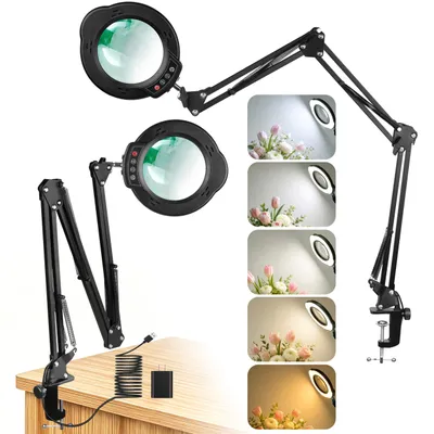 Immagine prodotto di Lente d'ingrandimento 15x con luce e supporto, ideale per lavori di precisione, confezione singola