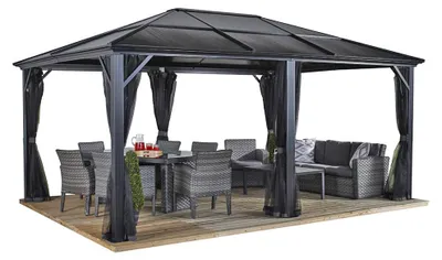 Produktbild von Sojag Meridien 1216 Pavillon mit festem Dach inkl. Moskitnetz 4x5 m