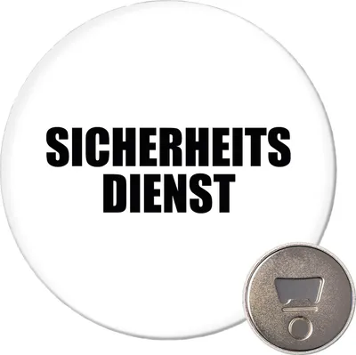 Produktbild von Huuraa Magnet Sicherheitsdienst Schriftzug 59mm Kühlschrankmagnet rund Flaschenöffner Geschenkidee