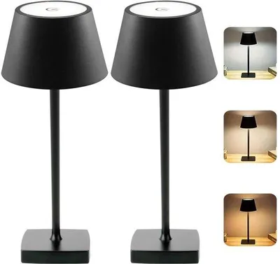 Produktbild von Unyqoos® Kabellose LED-Tischlampe – Metall, 3000 mAh Akku, dimmbar mit Touch, warmweiß, IP54, 360° Licht für Innen & Außen