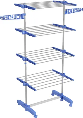 Obrázek produktu pro Stojan na oblečení, nerezová ocel, výškově nastavitelný, mobilní design, úsporný design, 2 úrovně
