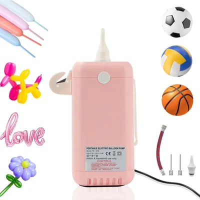 Produktbild von Elektrische Ballonpumpe für Modellierballons, Tragbare Ballonpumpe Elektrisch Ball pumpe mit Ballpumpe Nadeln Luftballonpumpe für 260Q Lange Ballons